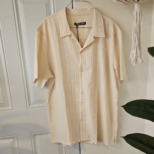 Men's Beige Short Sleeve Shirt